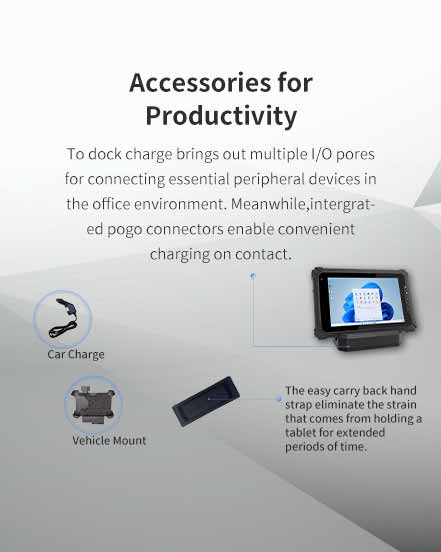 The dock charger brings out multiple l/0 ports forconnecting essential peripheral devices in the officeenvironment. 