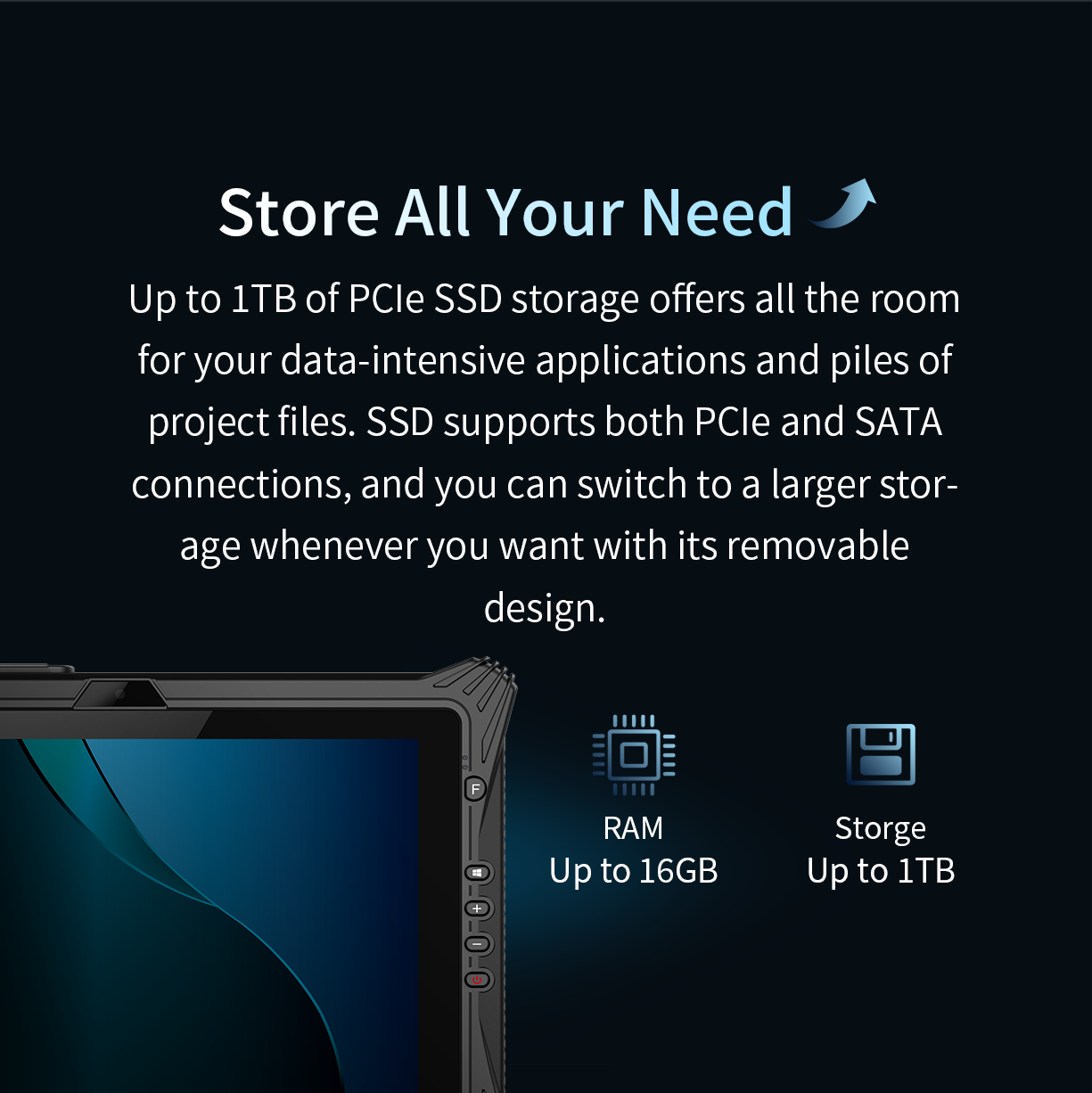 Up to 1TB of PCle SSD storage offers all the room for your data-intensive applications and piles of project files