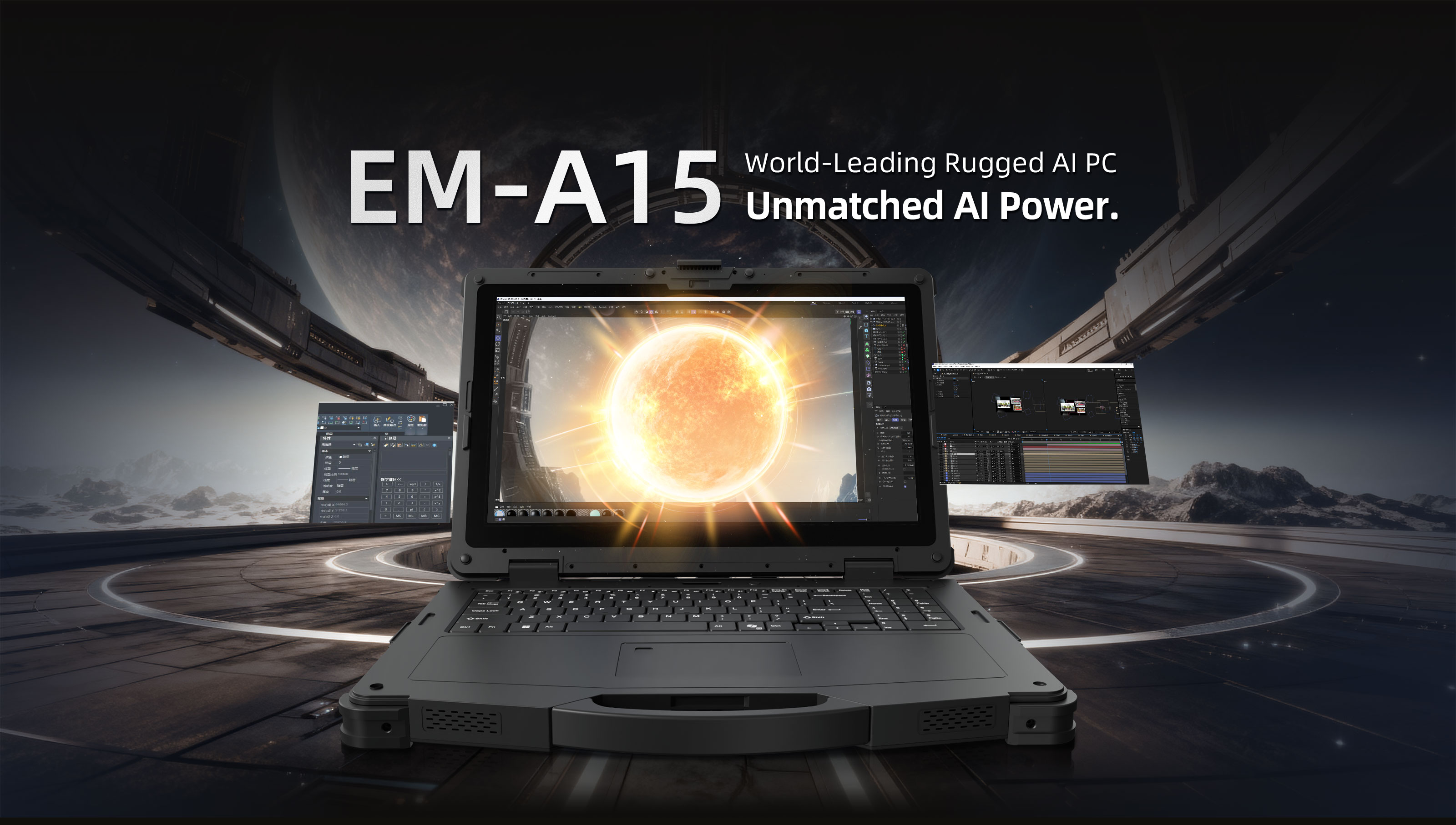 EM-A15 Windows 11 rugged AI laptop for edge AI computing and industrial field work