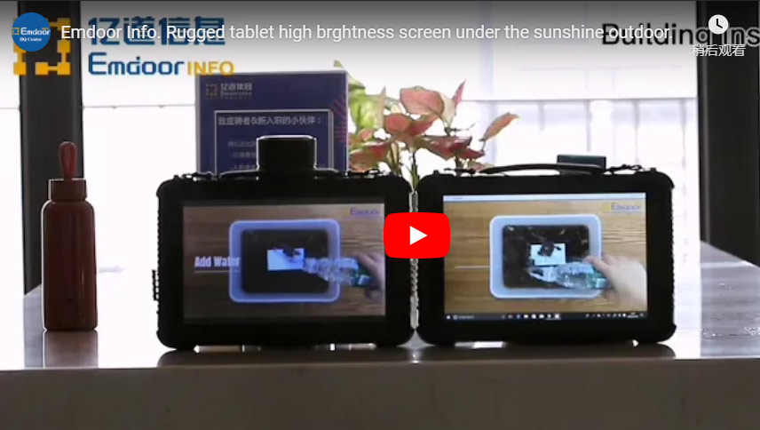 Infos Emdoor. Tablette robuste écran haute bracture sous le soleil extérieur.