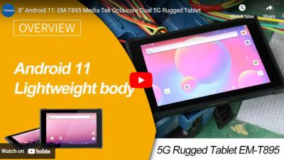 Android 11 8 '': EM-T895 tablette robustes multimédias Tek octa-core double 5G